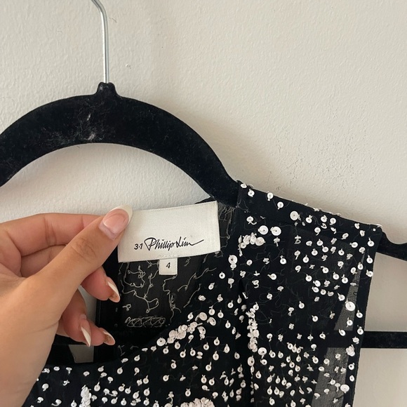 3.1 Philip Lim Floral Sequin Black Dress - Picture 3 of 6
